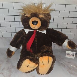 NWT Donald Trump Trumpy Teddy Bear Original Deluxe 22" Plush Flag Pouch